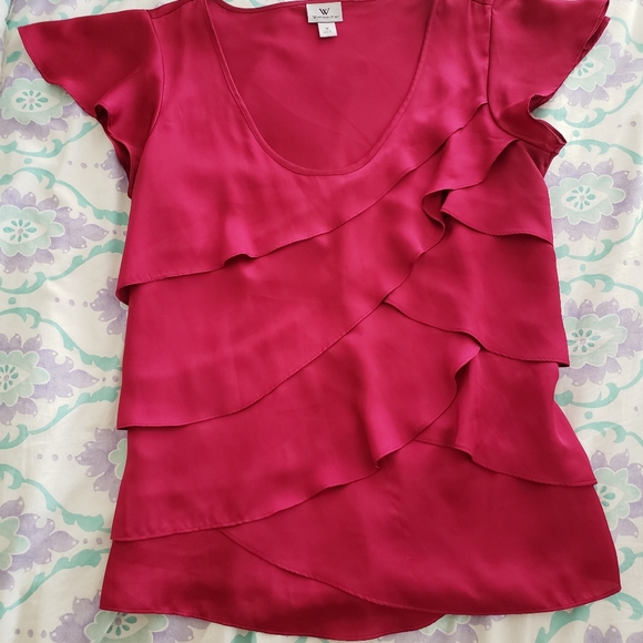 Worthington Pink Ruffled Tee - Picture 2 of 5